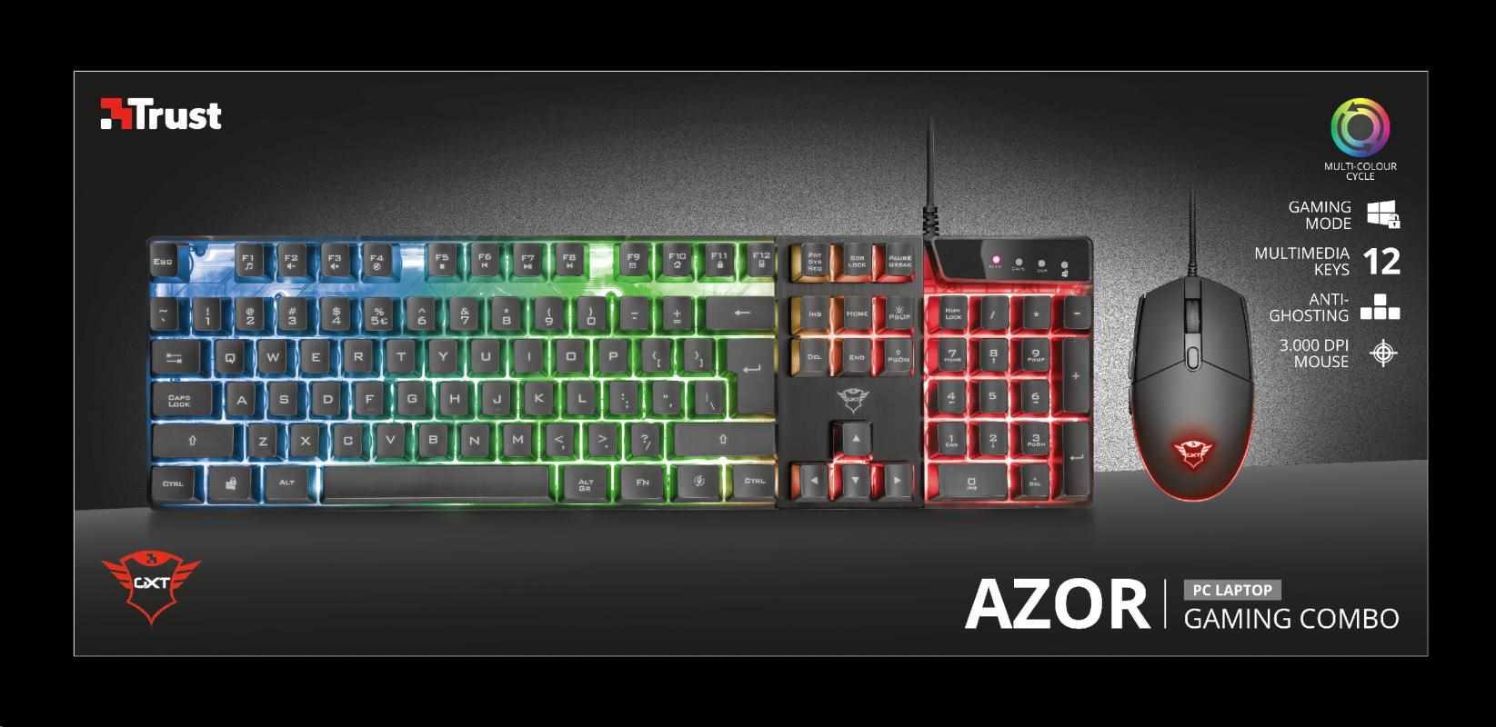 Set klávesnica + myš TRUST GXT 838 Azor Gaming Combo US1 