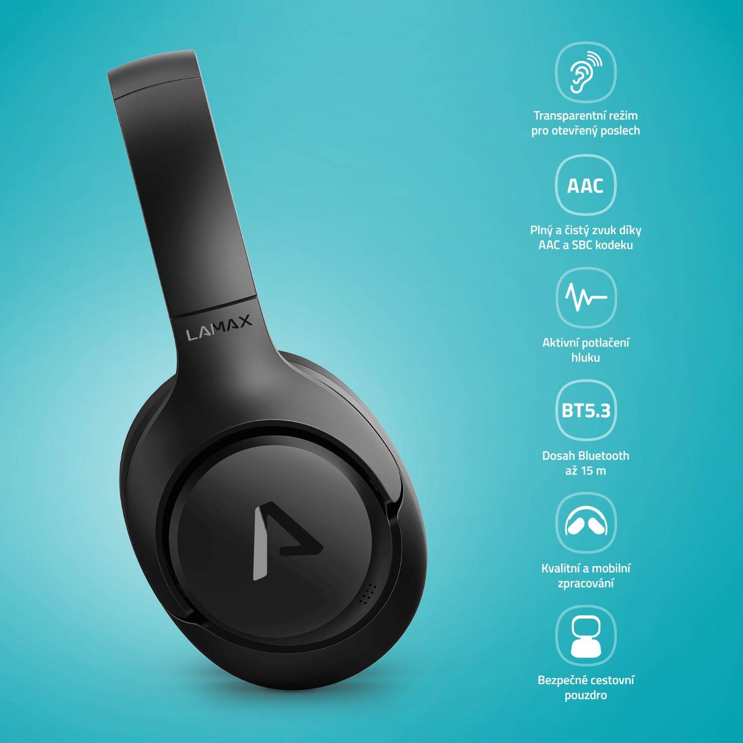 LAMAX NoiseComfort2 ANC náhlavní sluchátka s funkcí potlačení hluku7 