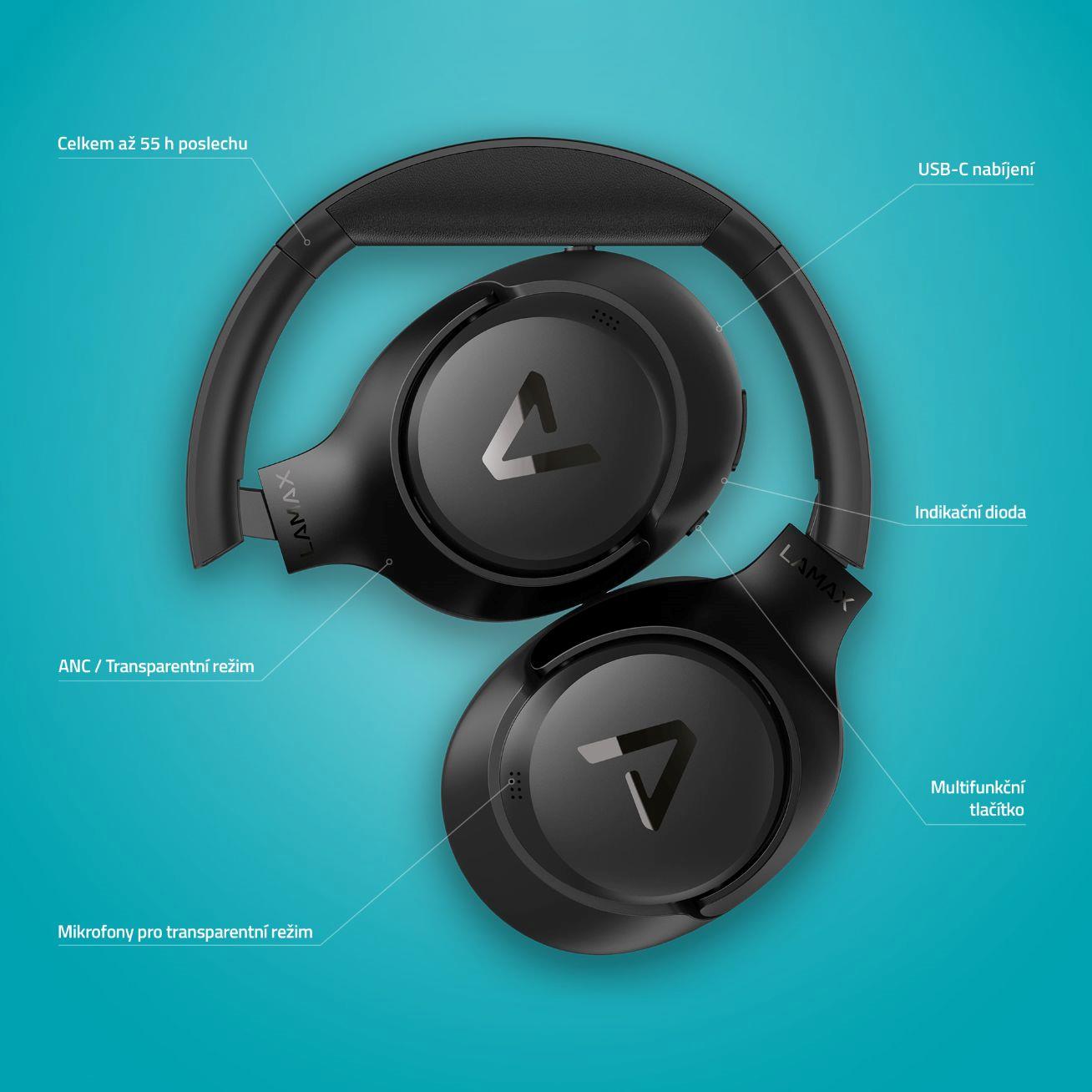 LAMAX NoiseComfort2 ANC náhlavní sluchátka s funkcí potlačení hluku8 