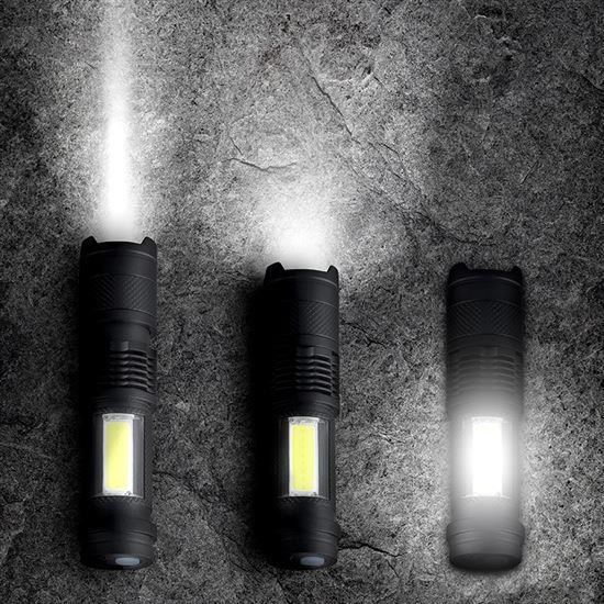 Solight LED nabíjecí kapesní svítilna se zoomem,  100lm + 70lm,  Li-Ion,  USB,  černá2 