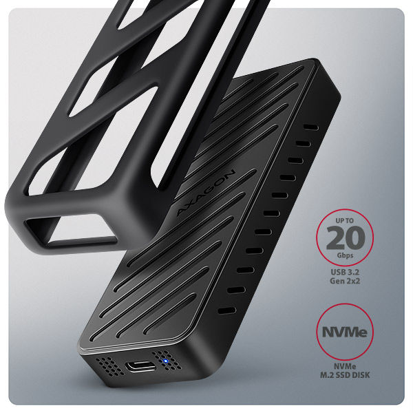 AXAGON EEM2-20G,  USB-C 20Gbps - M.2 NVMe SSD kovový ARMORED box0 