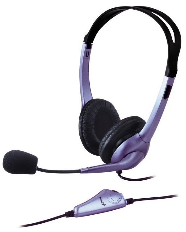 GENIUS sluchátka s mikrofonem HS-04S, drátové, 3.5mm Jack, fialová0 