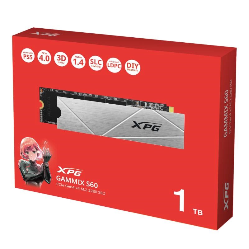 ADATA SSD 1TB XPG GAMMIX S60,  PCIe Gen4x4,  M.2 2280,  (R:5000/  W:3200MB/ s)3 