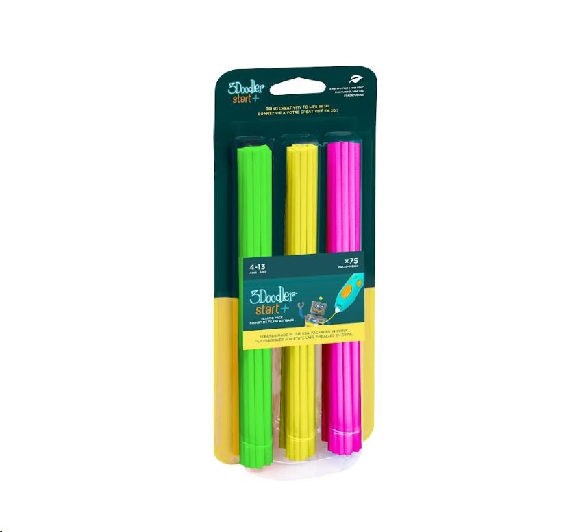 3Doodler náplň ECO-PCL pro 3D pero Start+ 75ks - Neon (zelená,  žlutá,  růžová)0 