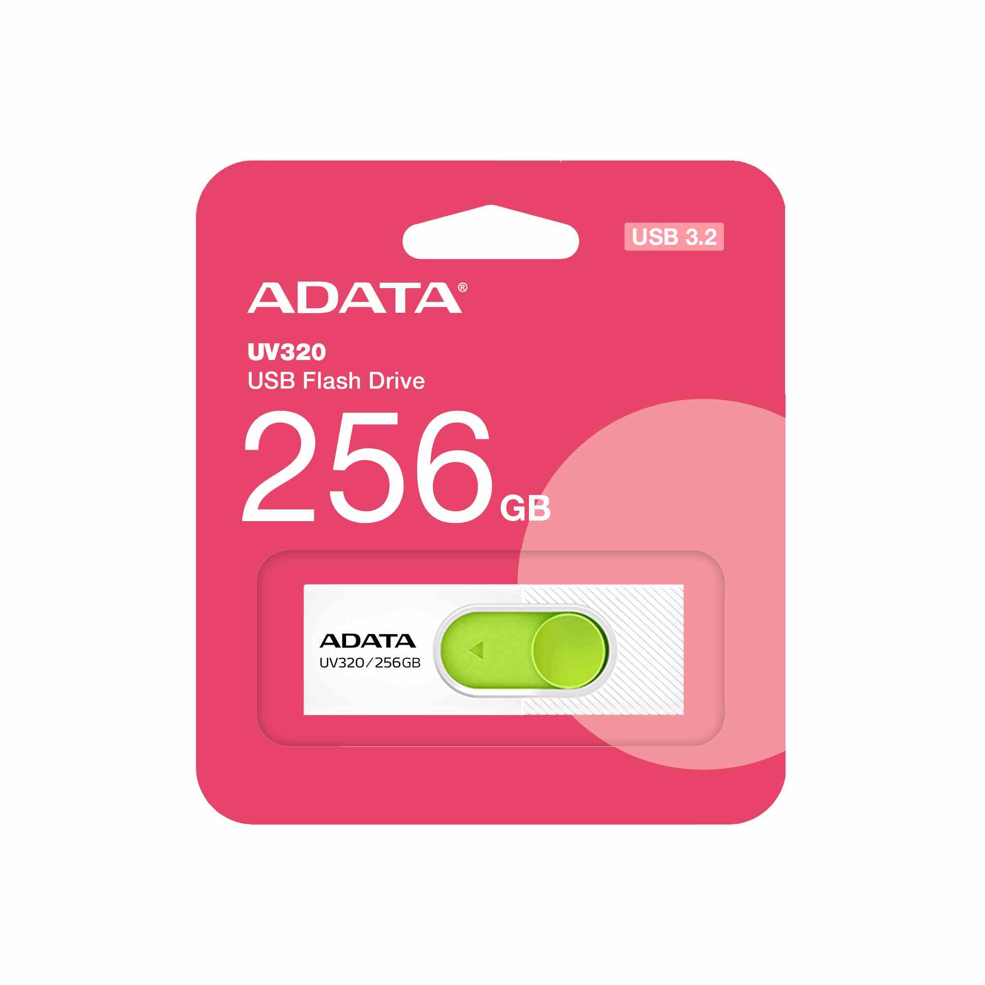 ADATA Flash Disk 256GB UV320,  USB 3.2,  bílo-zelená2 