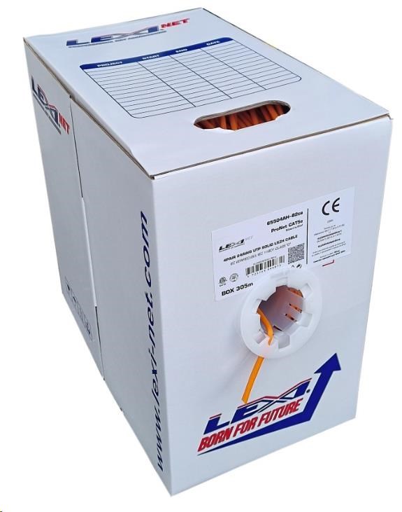 UTP kabel LEXI-Net Cat5E,  drát,  LS0H B2ca-s1a, d0, a1,  oranžový,  305m,  box0 