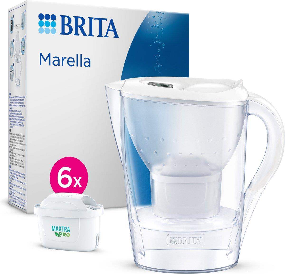 Brita Marella Cool white + 6 Maxtra Pro All-In-1 filtrační konvice,  2, 4 l,  indikátor výměny filtru,  6x filtrační patrona0 