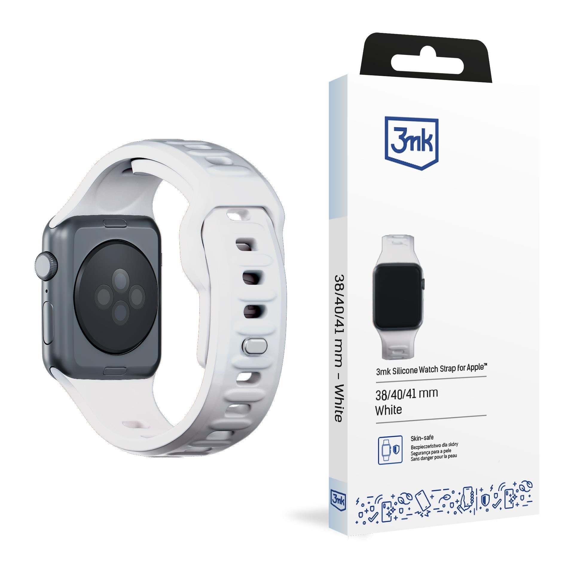 3mk Silicone Watch Strap pro Apple 38 40 41 mm White0 