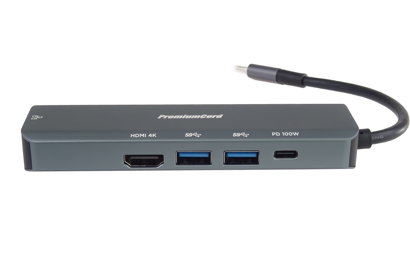 PREMIUMCORD Adaptér USB-C na Gigabit 10/ 100/ 1000Mbps + 1x HDMI,   2x USB3.2,  1x PD 100W konektor,  Šedá7 