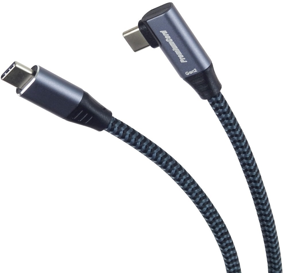 PREMIUMCORD USB-C zahnutý kabel (USB 3.2 Gen2x2, 5A, 100W, 20Gbit/s) 3m, Šedá4 