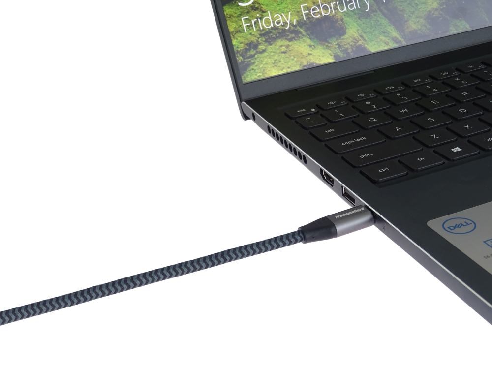 PREMIUMCORD USB-C zahnutý kabel (USB 3.2 Gen2x2, 5A, 100W, 20Gbit/s) 3m, Šedá5 