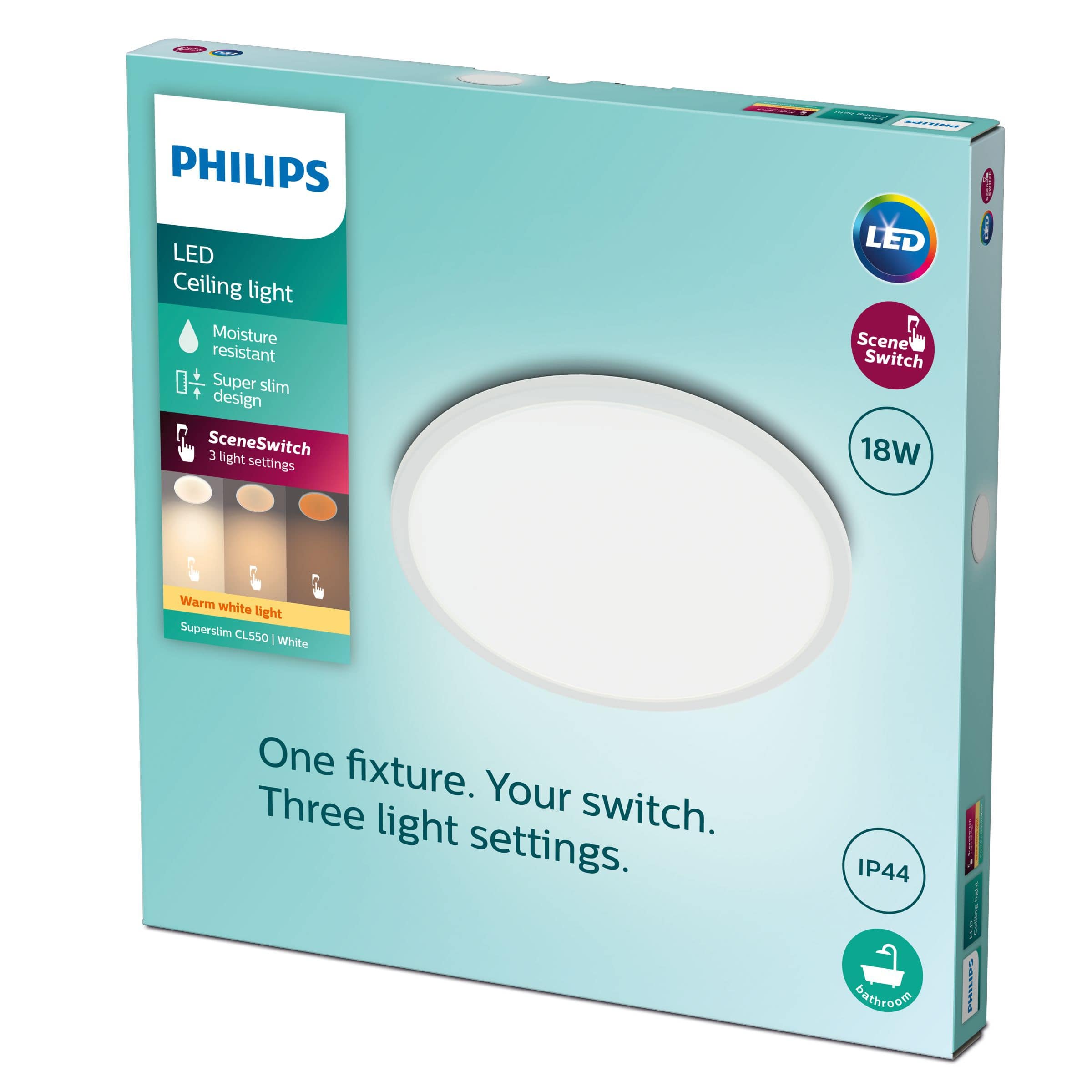 PHILIPS stropní světlo Superslim CL550 SS RD 18W 27K W WVIP4406 - bílá1 