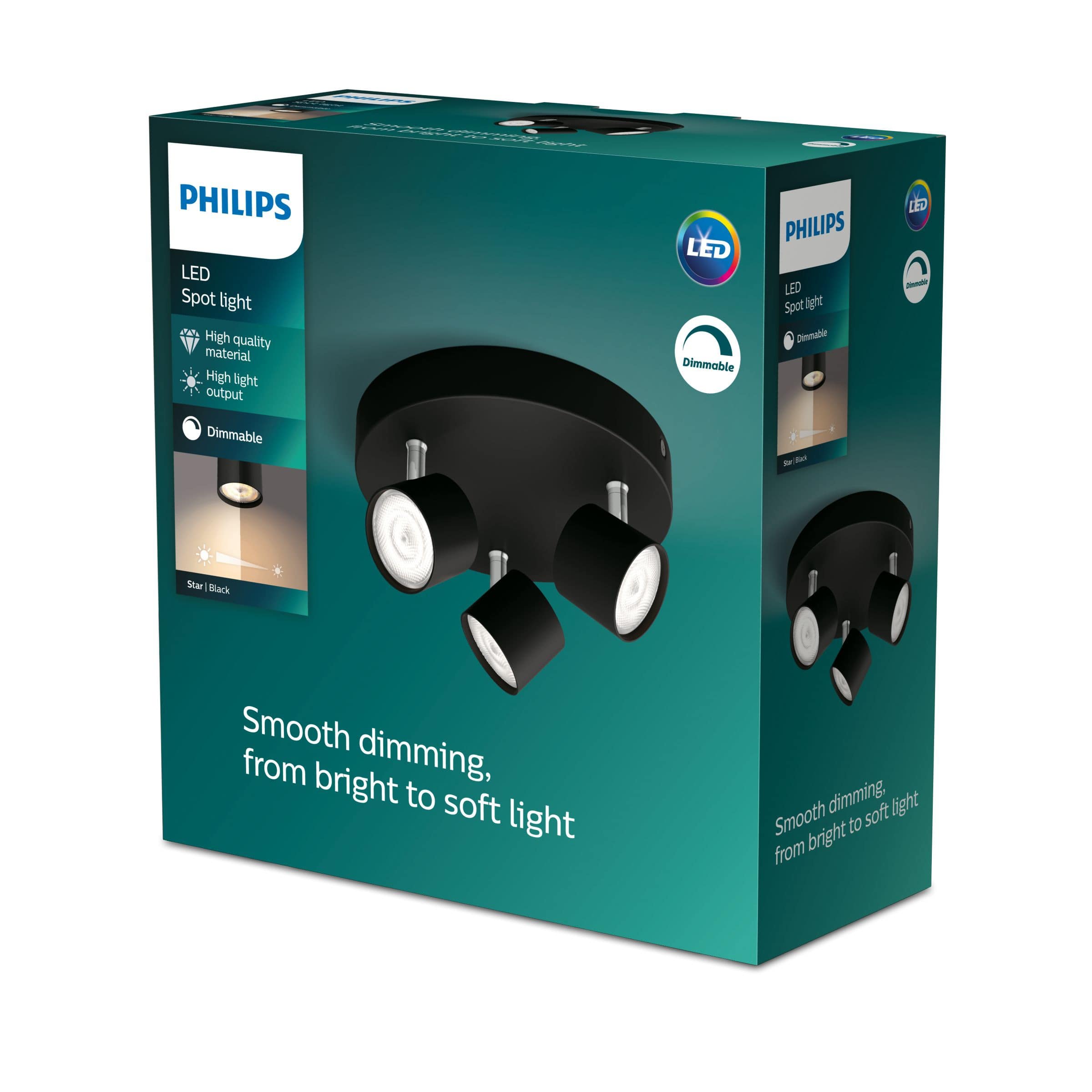 PHILIPS bodové světlo STAR plate spiral black 3x4.5W SELV Dim - černá1 