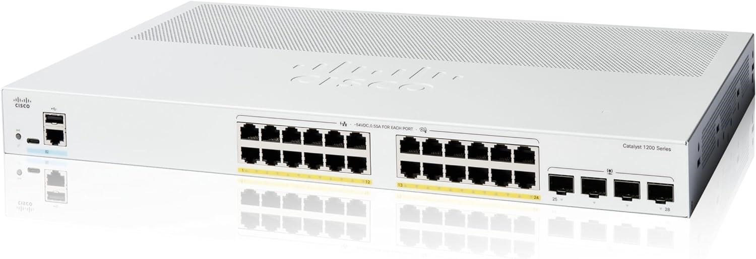 Cisco Catalyst switch C1200-24P-4G (24xGbE,4xSFP,24xPoE+,195W,fanless)0 