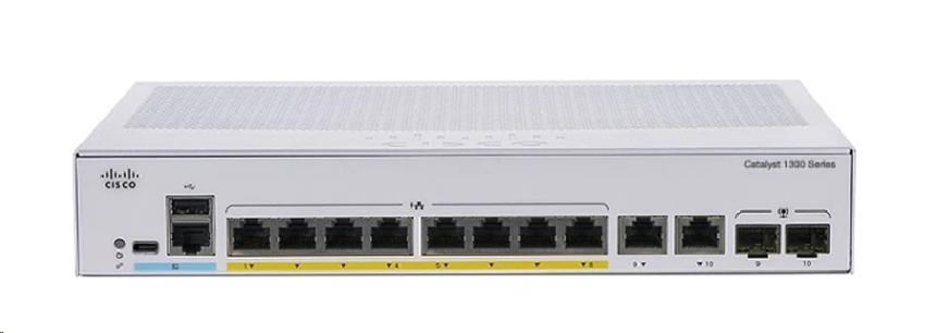 Cisco Catalyst switch C1300-8MGP-2X (4xGbE, 4x2, 5GbE, 2xSFP+, 8xPoE+, 120W, fanless)0 