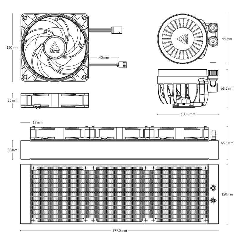ARCTIC Vodní chladič Liquid Freezer III 360 ARGB,  3x120mm,  AM5,  LGA1851,  bílá6 