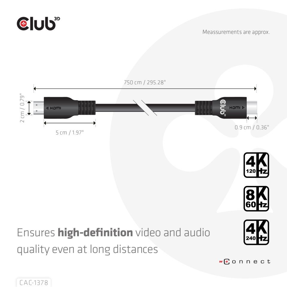 Club3D Kabel HDMI, Ultra Rychlý HDMI™ Certifikovaný Cable, 4K120Hz 8K60Hz, 7.5m4 