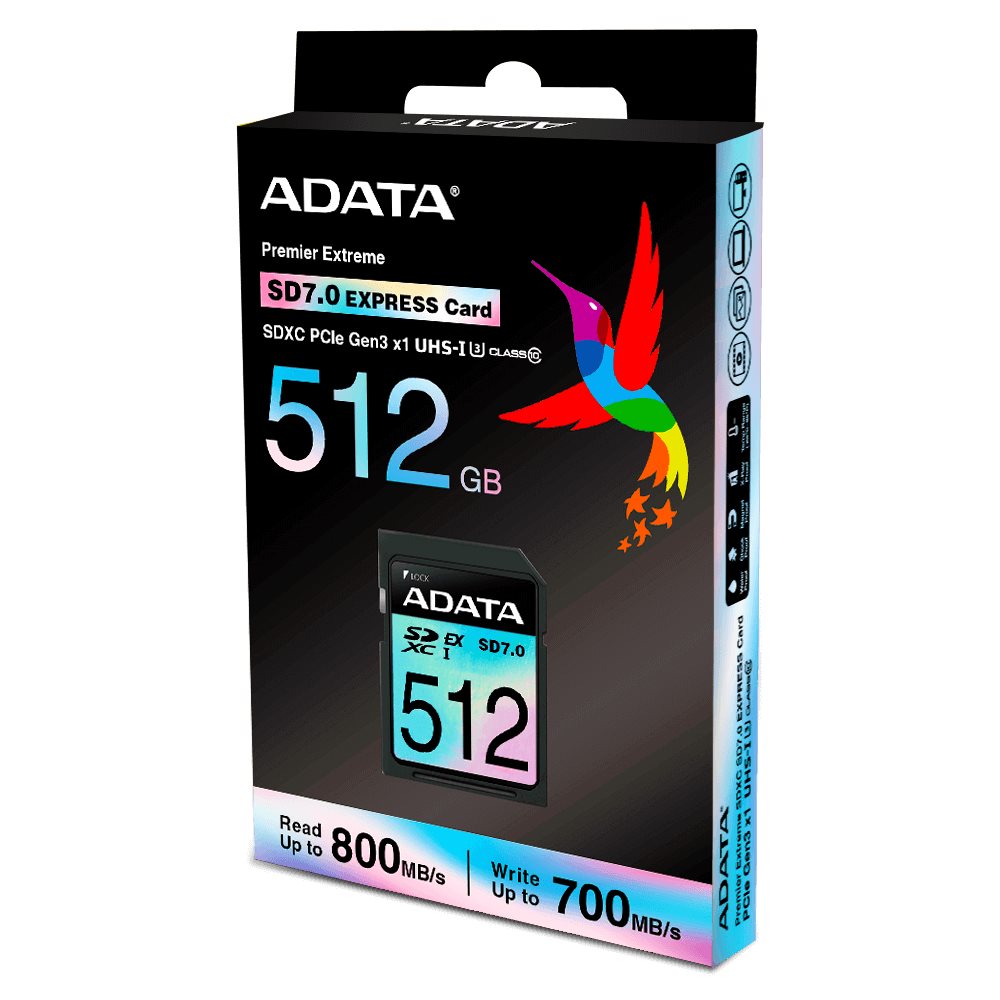 ADATA SDXC karta 512GB Express,  PCIe Gen3,  UHS-I,  C10,  V30,  (R:800/ W:700 MB/ s)1 