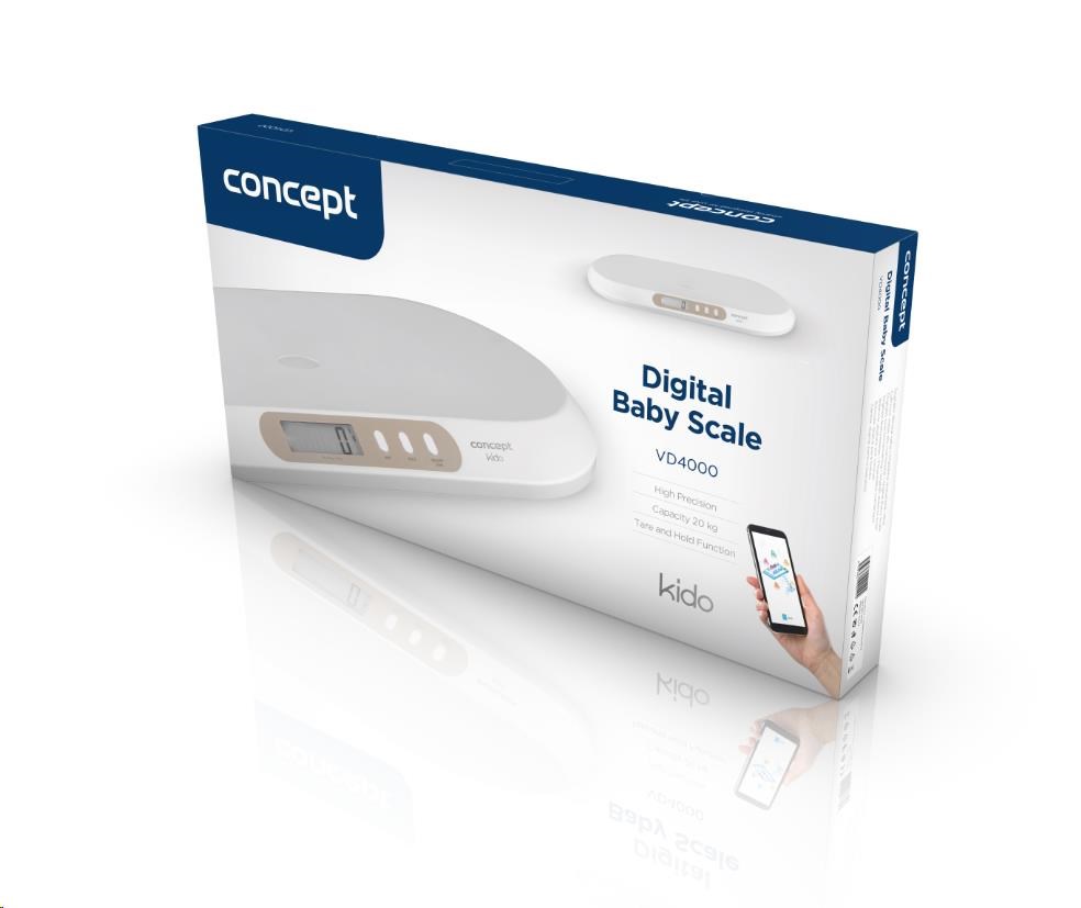 Concept VD4000 KIDO kojenecká váha, mobilní aplikace, digitální displej, automatické vypnutí, přesnost měření (5g)4 