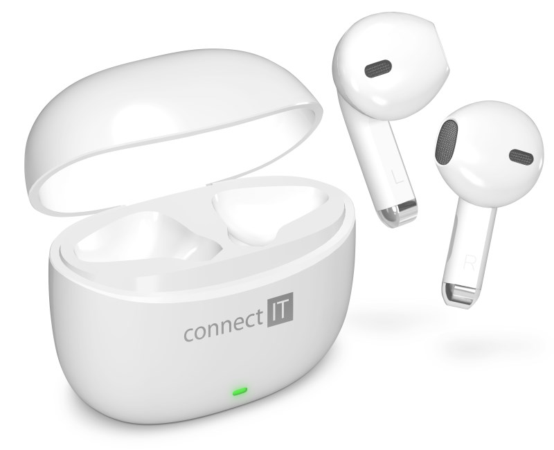 CONNECT IT Sluchátka True Wireless SonicBass, špunty do uší s mikrofonem, Bluetooth, bílá0 