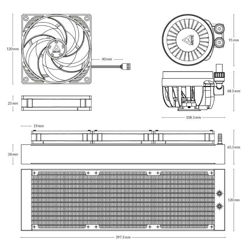 ARCTIC Vodní chladič Liquid Freezer III 360, 3x120mm, AM5, LGA1700, černá5 