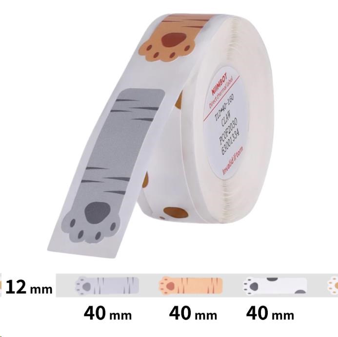 Niimbot štítky T 12x40mm 160ks Tlapky pro D11,  D11-M,  D110,  D110-H0 