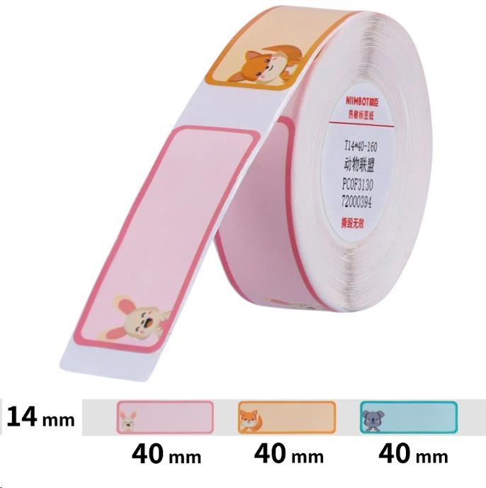 Niimbot štítky T 14x40mm 160ks Zvířátka pro D11,  D11-M,  D110,  D110-H0 
