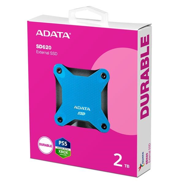 ADATA Externí SSD 2TB SD620,  USB Micro-B,  USB 3.2 Gen 2,  R:520/ W:460MB/ s,  modrá6 