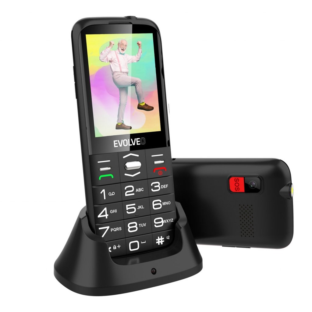 BAZAR - EVOLVEO EasyPhone XO,  mobilní telefon pro seniory s nabíjecím stojánkem,  černá - Poškozený obal (Komplet)3 