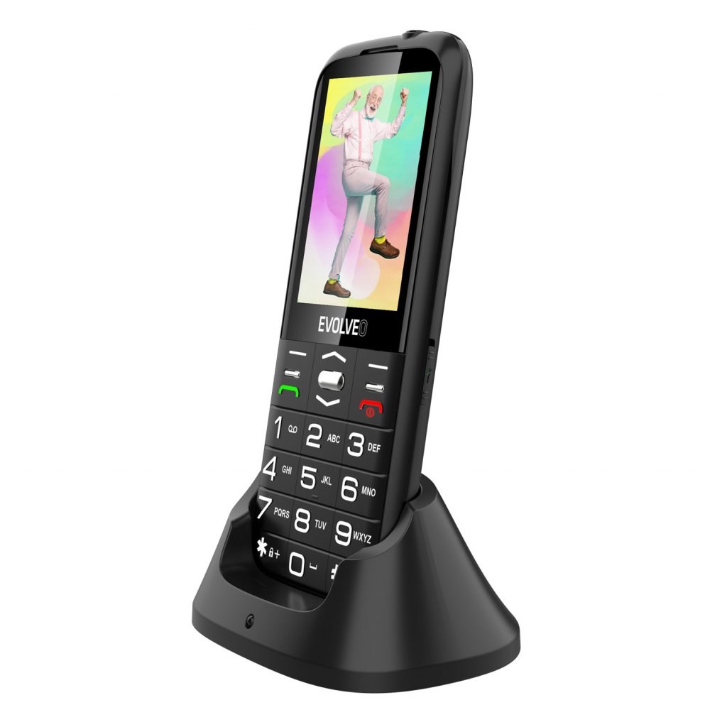 BAZAR - EVOLVEO EasyPhone XO,  mobilní telefon pro seniory s nabíjecím stojánkem,  černá - Poškozený obal (Komplet)4 