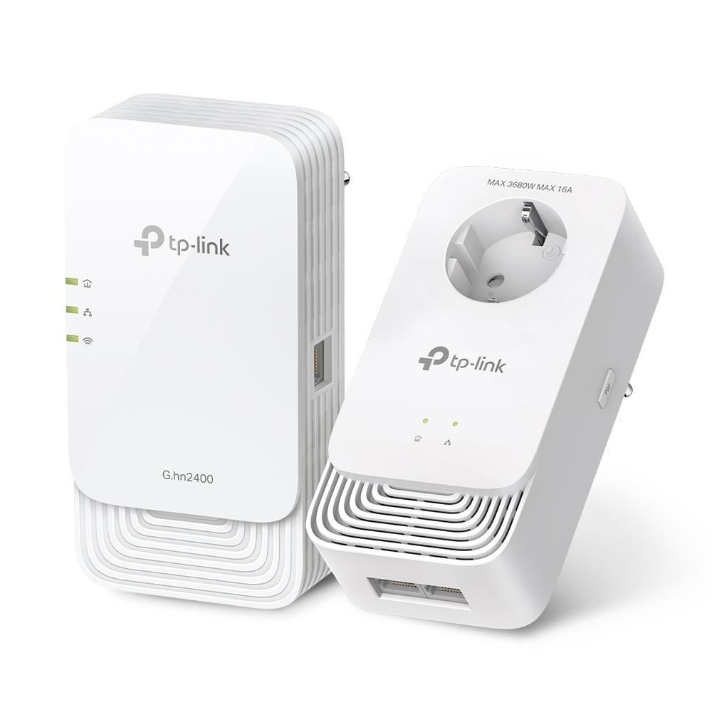 TP-Link PGW2440 KIT EasyMesh WiFi6 průchozí powerline set (G.hn2400, AX1800, 2, 4GHz/ 5GHz, 3xGbE)0 