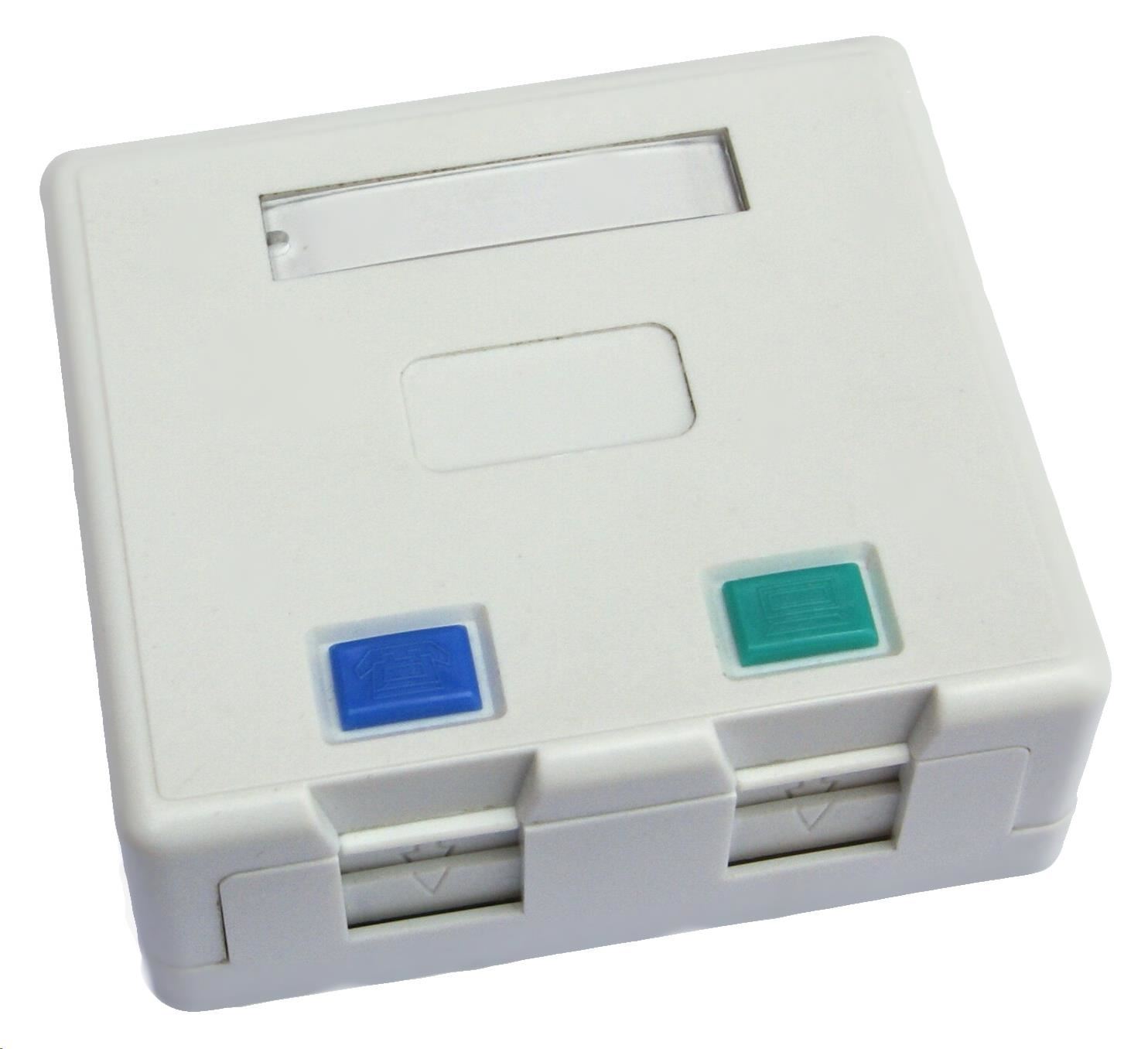 Zásuvka neosazená 2x RJ45 na omítku0 