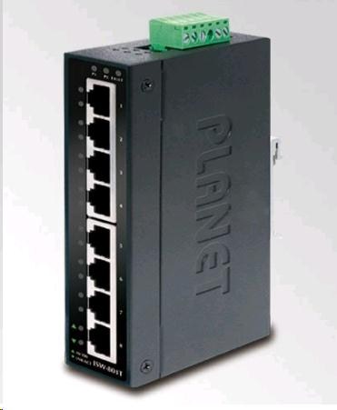 Planet switch ISW-801T,  8x 10/ 100,  DIN, IP30,  rozšířený teplotní rozsah -40~75 st.C0 