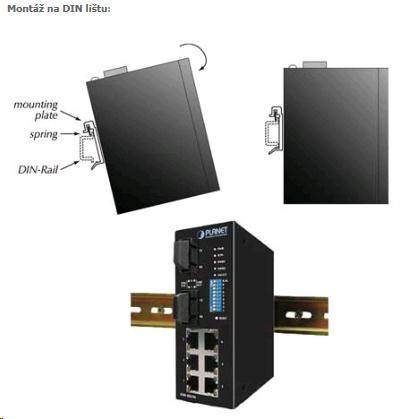Planet switch ISW-801T,  8x 10/ 100,  DIN, IP30,  rozšířený teplotní rozsah -40~75 st.C1 