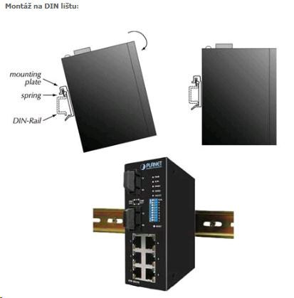 Planet switch ISW-801T, 8x 10/100, DIN,IP30, rozšířený teplotní rozsah -40~75 st.C1 