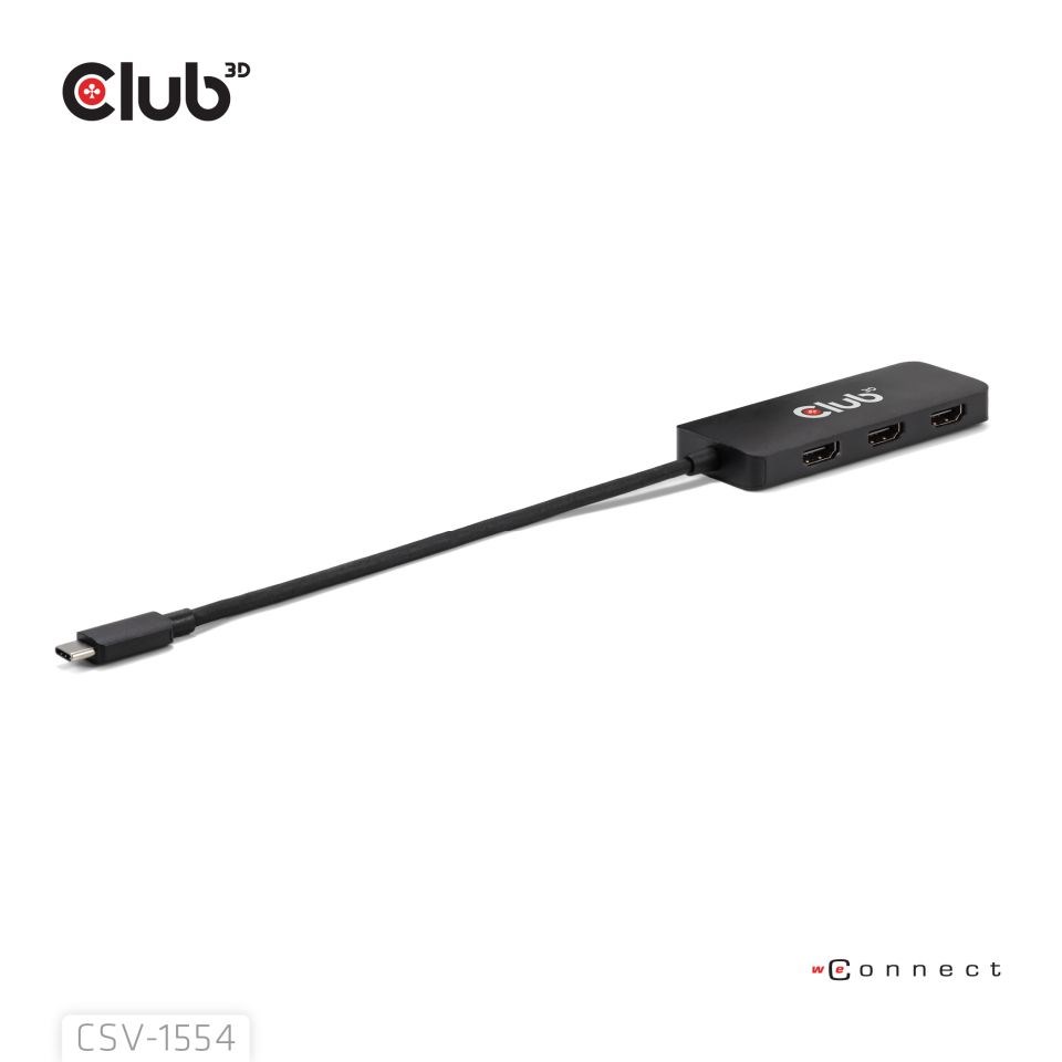 Club3D hub MST USB-C na 3xHDMI, Single: 8K30Hz, Triple: 4K60Hz4 