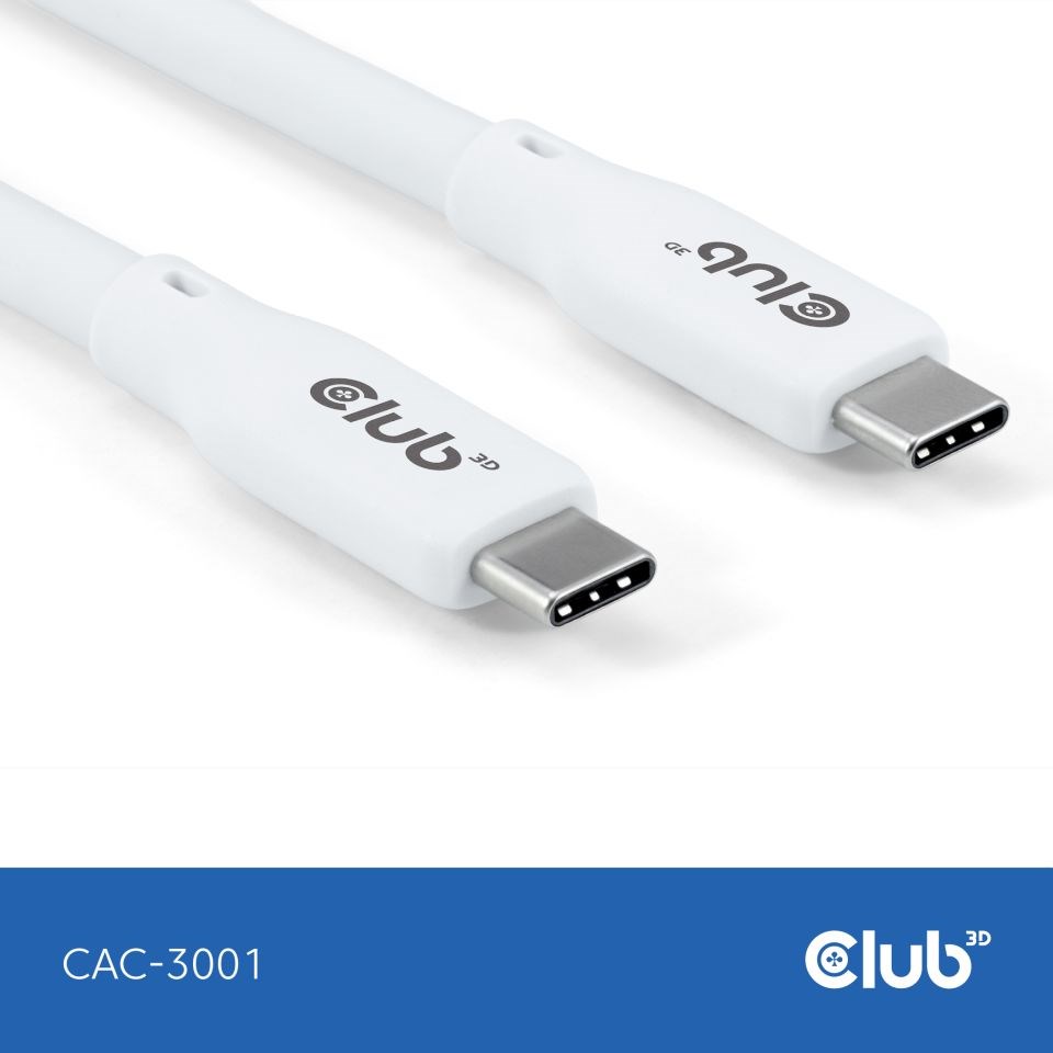 Club3D Kabel USB-C 4.0, 20Gbps, 4K60Hz, PD 240W, 2m, bílá0 