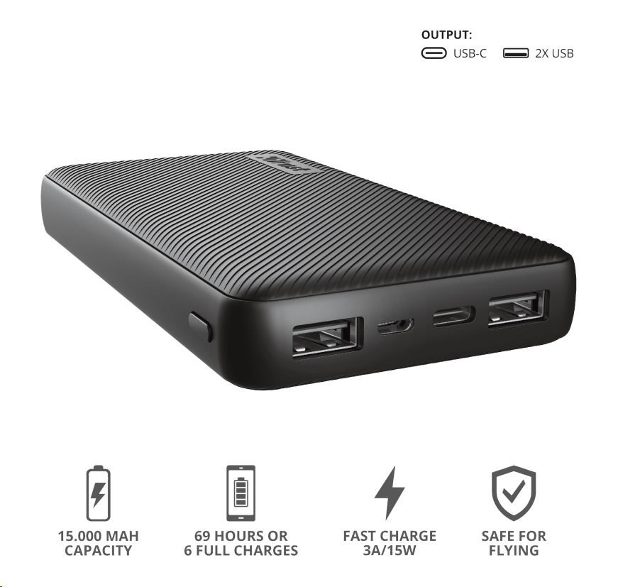 BAZAR - TRUST powerbanka Primo Powerbank 15000 mAh ECO1 