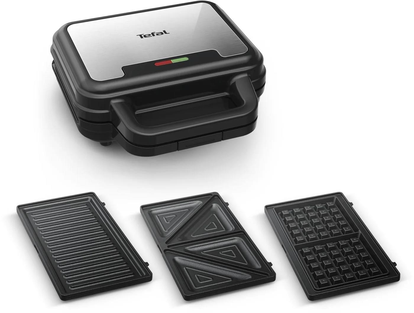 Tefal SW383D10 3v1 UltraCompact toustovač,  700 W,  vyměnitelné desky,  tousty,  vafle,  panini,  indikátor připravenosti0 