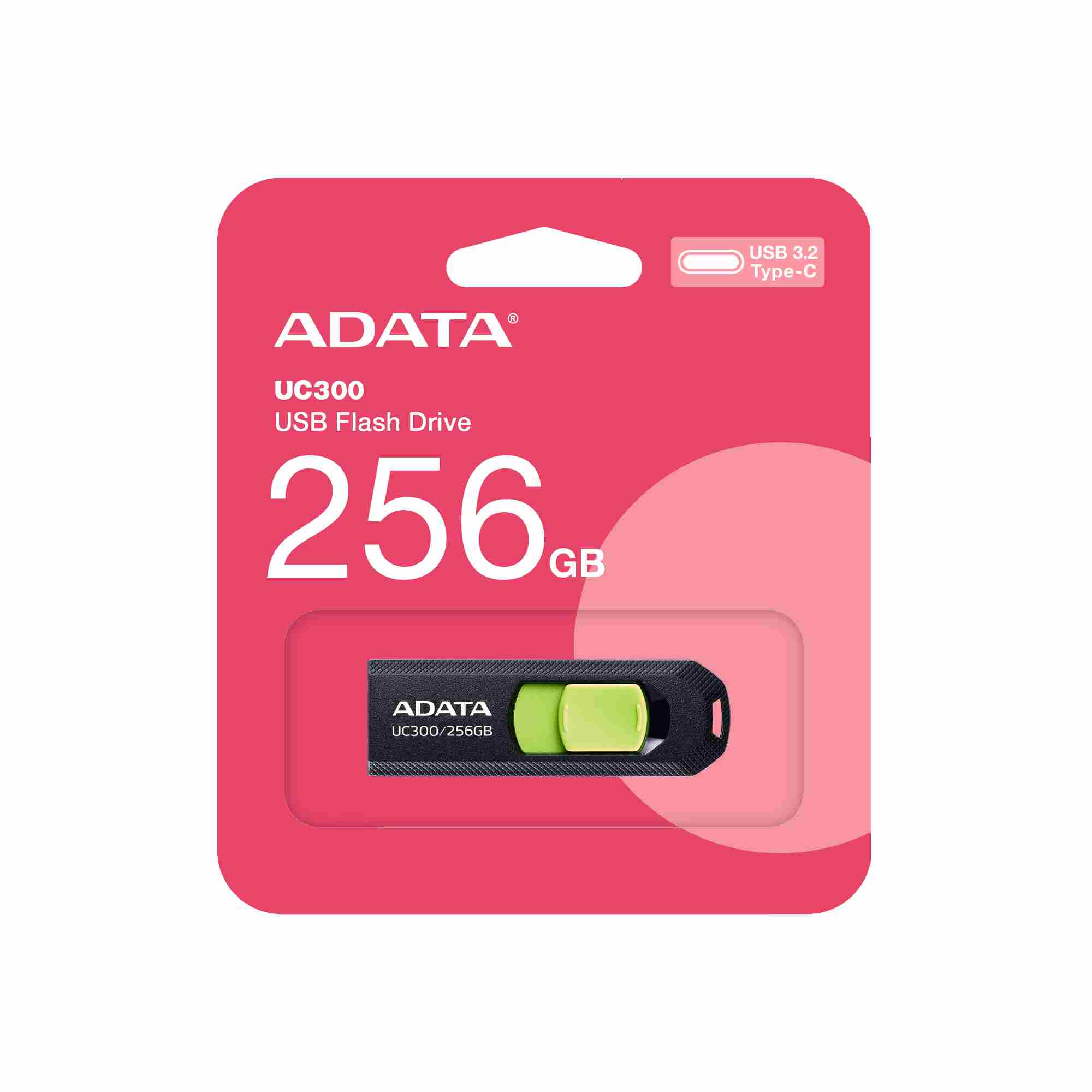 ADATA Flash Disk 256GB UC300,  USB-C 3.2,  černo-zelená0 