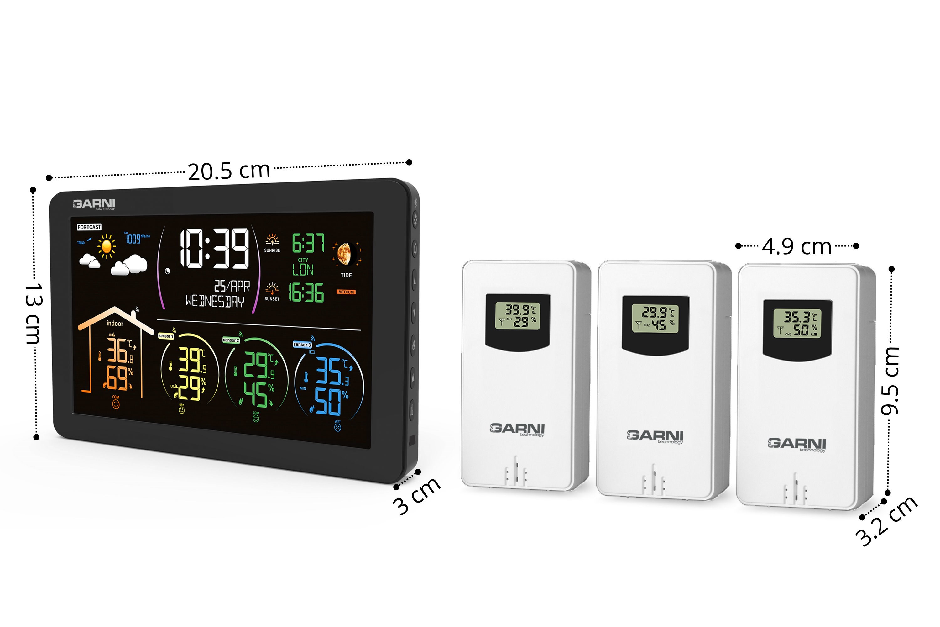 GARNI 580 Line - Meteorologická stanice se 3 bezdrátovými čidly3 