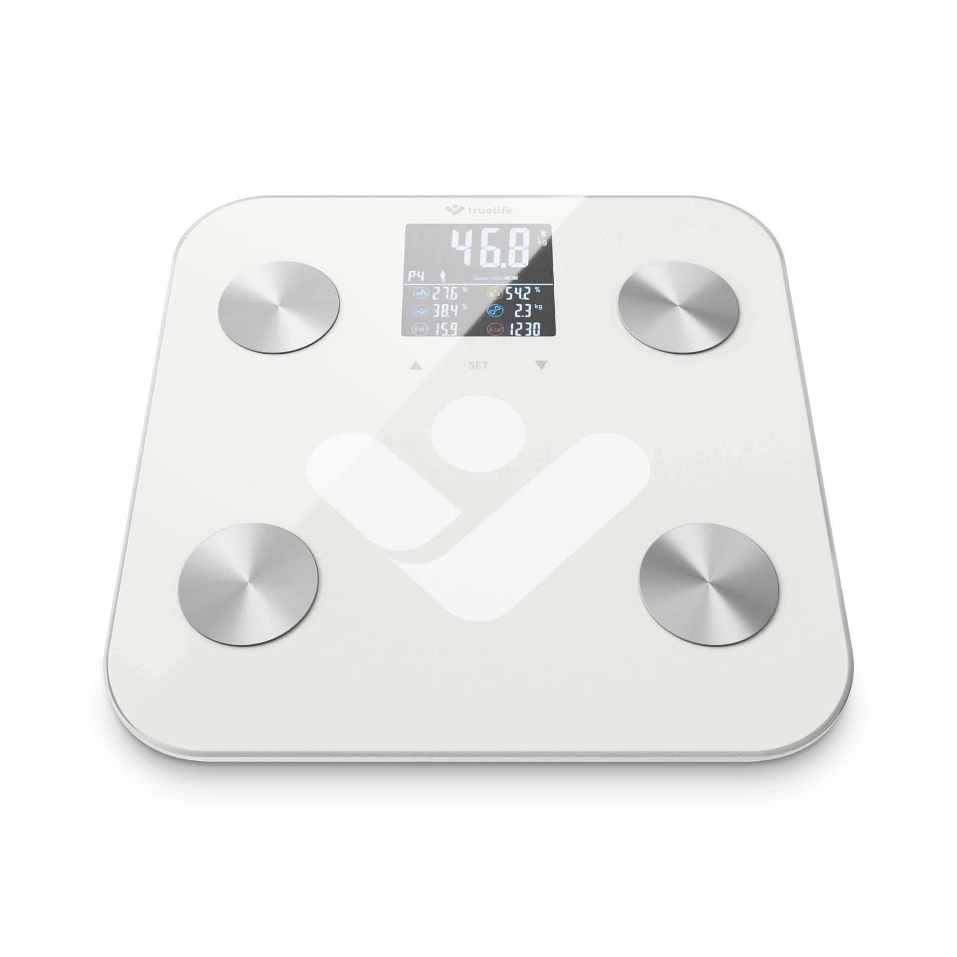 BAZAR - TrueLife FitScale W7 BT - Bioelektrická impedanční bluetooth váha - bílá - Rozbaleno (Komplet)7 