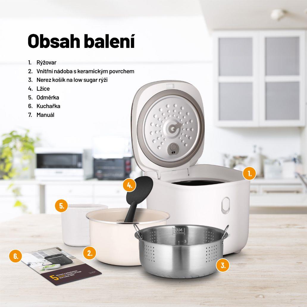 BAZAR - Lauben Low Sugar Rice Cooker 3000WT - rýžovar - Poškozený obal (Komplet)5 