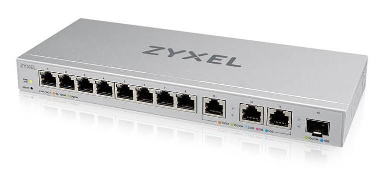 Zyxel XGS1250-12 12-portový gigabitový webový manažovateľný prepínač, 8x Gigabit RJ45, 3x MultiGig 1/2.5/5/10G, 1x SFP+0 