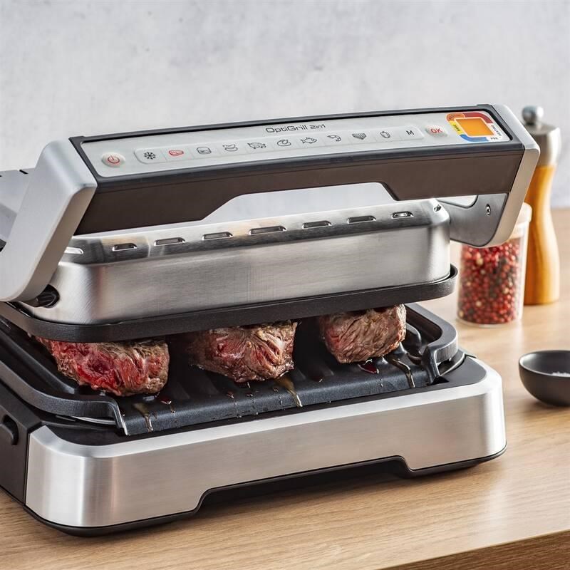 Tefal OptiGrill 2 v 1 GC772D30 Inox kontaktní gril,  2100 W,  termostat,  odkapávací nádobka,  aplikace Tefal7 