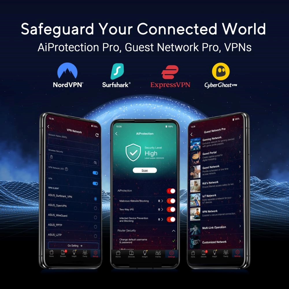 ASUS Herní Router ROG Rapture GT-BE19000,  3-pásmový WiFi7 Router,  2x WAN,  4x LAN,  AiMesh1 