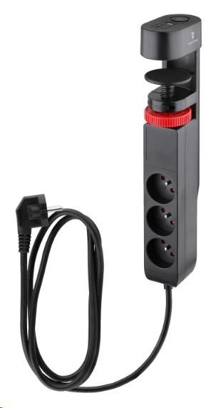 Viking síťová prodlužovací zásuvka R33S,  3x AC 230V,  1x USB-A,  2x USB-C,  délka 1, 4 m0 