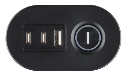 Viking síťová prodlužovací zásuvka R33S,  3x AC 230V,  1x USB-A,  2x USB-C,  délka 1, 4 m2 