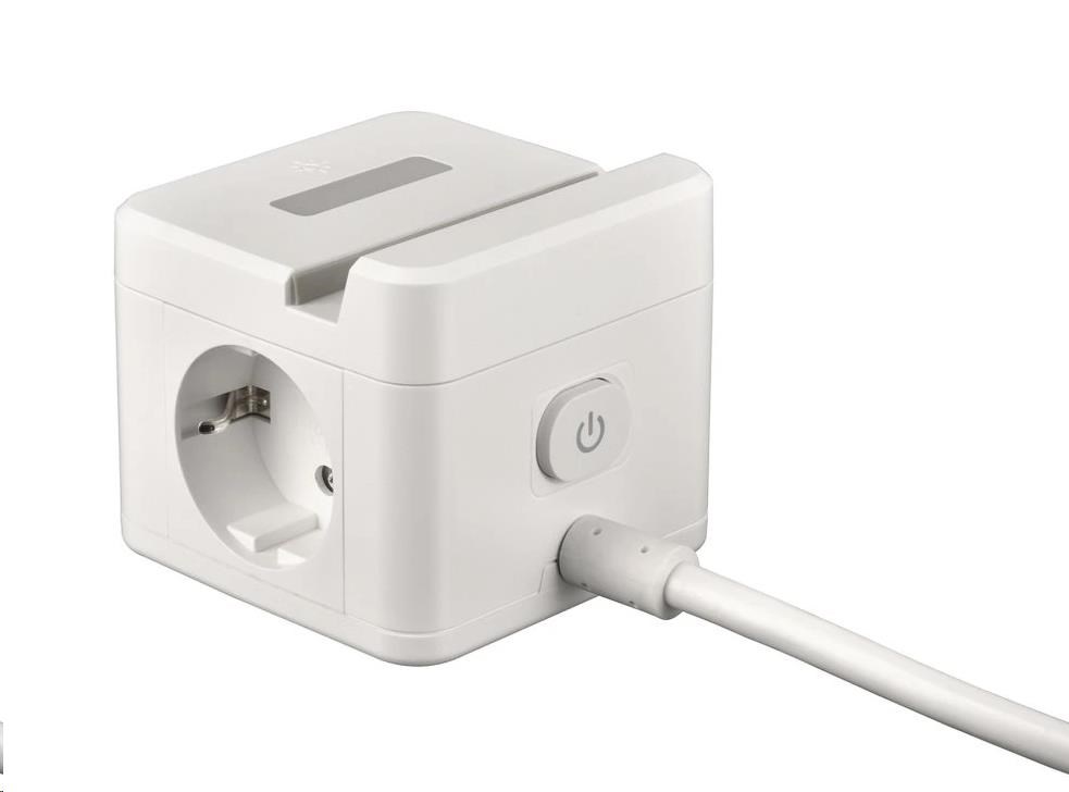 Viking síťový adaptér YC23H,  2x 230 V,  1x USB-A,  2x USB-C,  dotykové světlo,  funkce stojánku,  bílá1 