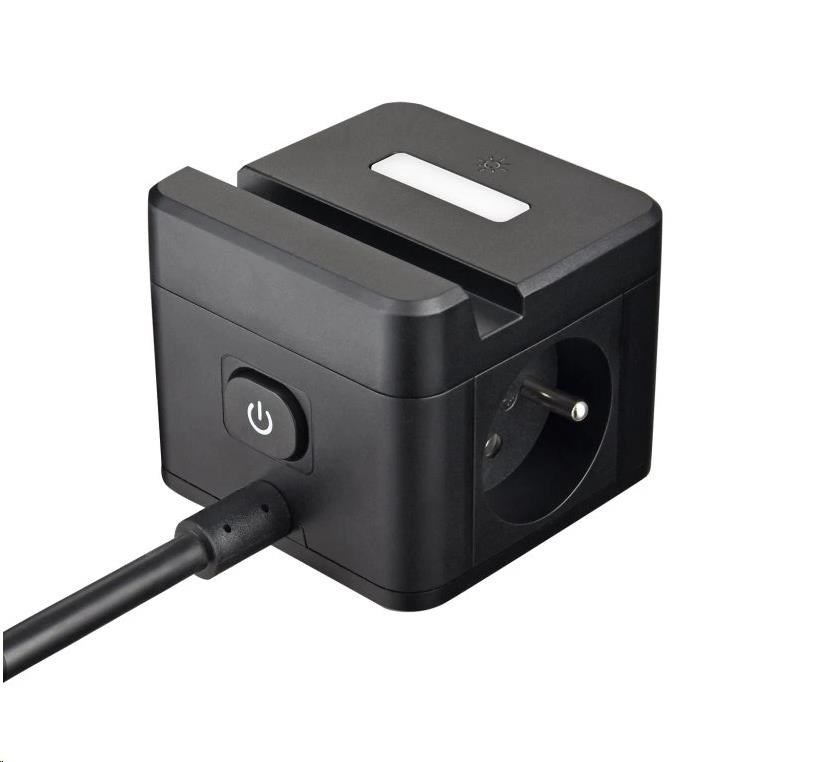 Viking síťový adaptér YC23H,  2x 230 V,  1x USB-A,  2x USB-C,  dotykové světlo,  funkce stojánku,  černá1 